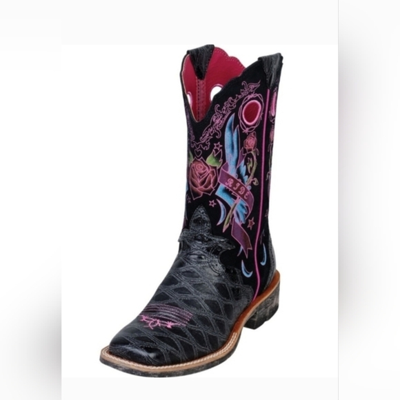 Ariat Shoes - Ariat Leather Upper Boots Pink & Teal Embroidery Style 10006763 Size 8.5